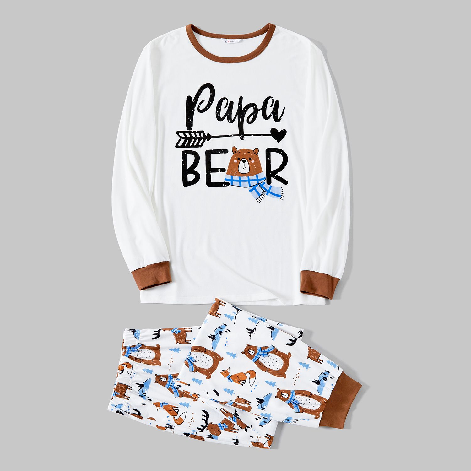 Family Matching Bear And Deer Print Long-sleeved Pajamas Sets (Flame Resistant)