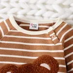 Baby Boy/Girl Stripe Bear Embroidery Long-sleeve Jumpsuit  image 3