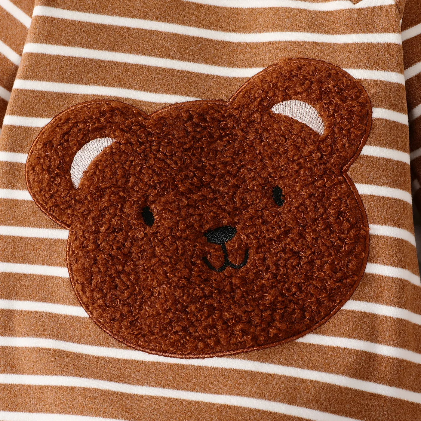 Baby Boy/Girl Stripe Bear Embroidery Long-sleeve Jumpsuit  image 4