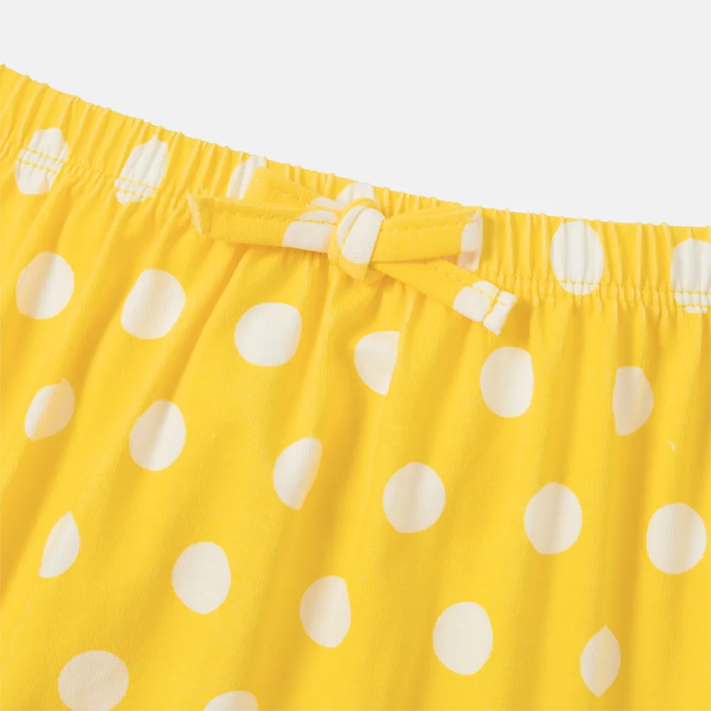 Looney Tunes Baby Girl 2pcs Character Polka Dots Print Cotton Ruffled Cami Top and Shorts Set  big image 4