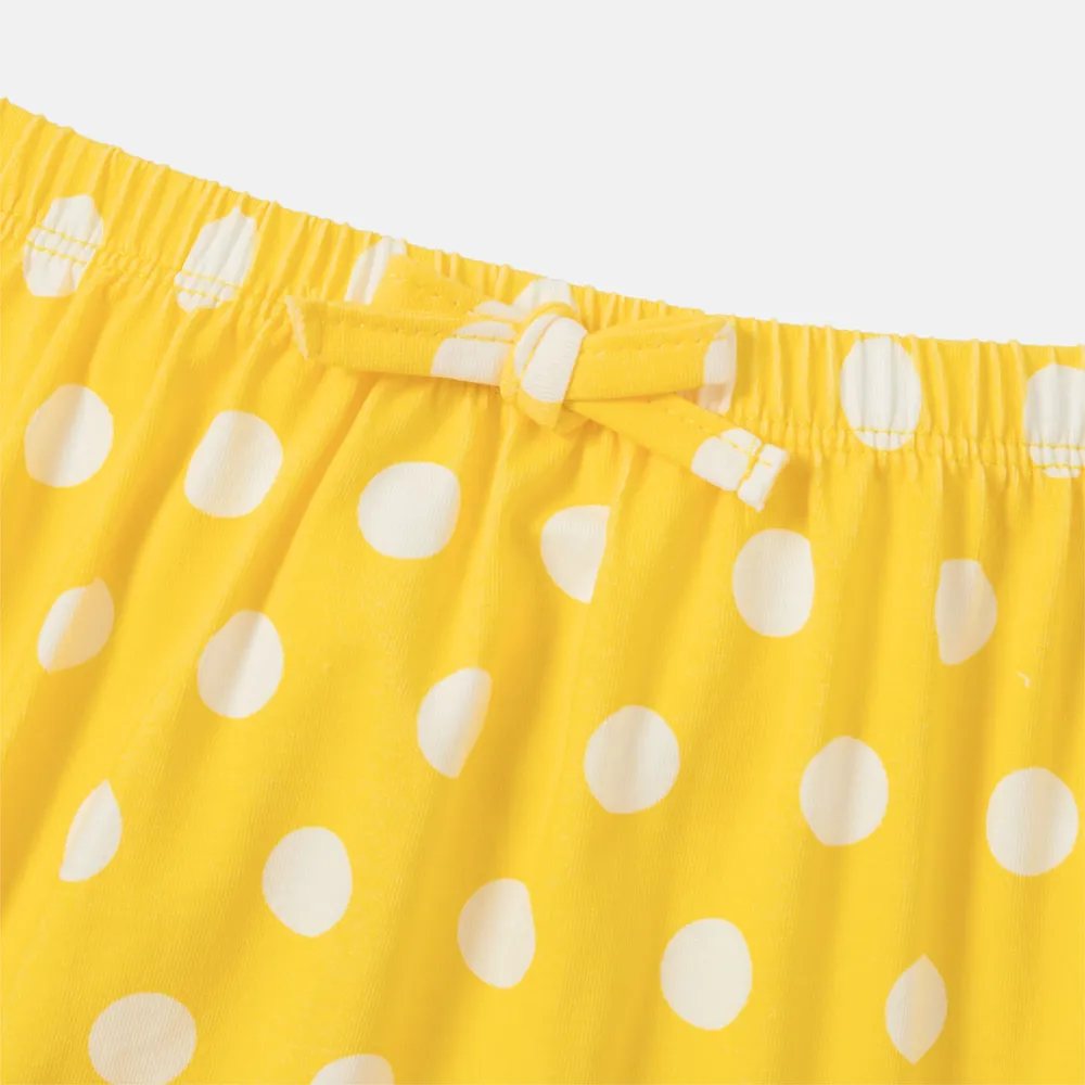 Looney Tunes Baby Girl 2pcs Character Polka Dots Print Cotton Ruffled Cami Top and Shorts Set big image 4