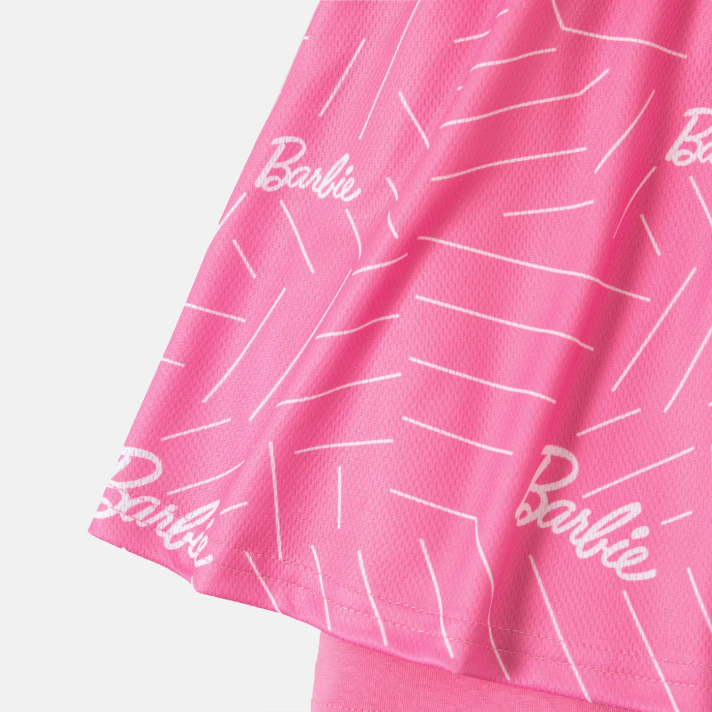 Barbie قطعتان حريمي حافة غير مثماثلة حلو أطقم بينكي وايت image 5
