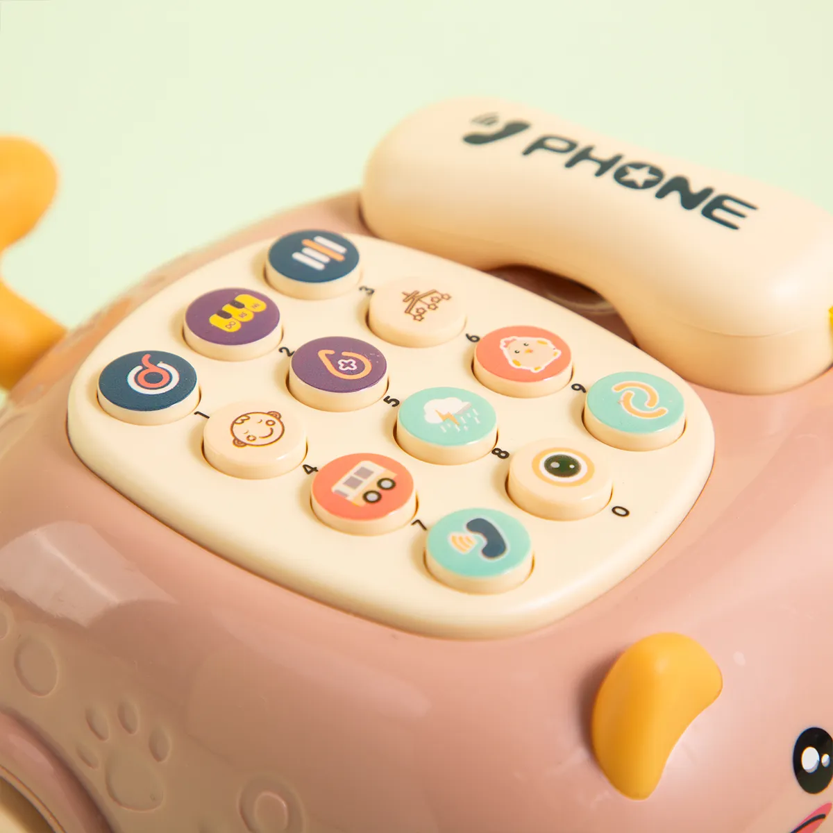 Kinder Telefon Spielzeug Früherziehung Unterhaltungsmusik Spielzeug emuliertes Montessori Telefon Spielzeug simuliertes Festnetz ziehen rosa big image 1