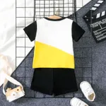 2pcs Baby Boy 95% Cotton Smile Face Print Short-sleeve Tee and 95% Cotton Letters Print Shorts Set  image 2