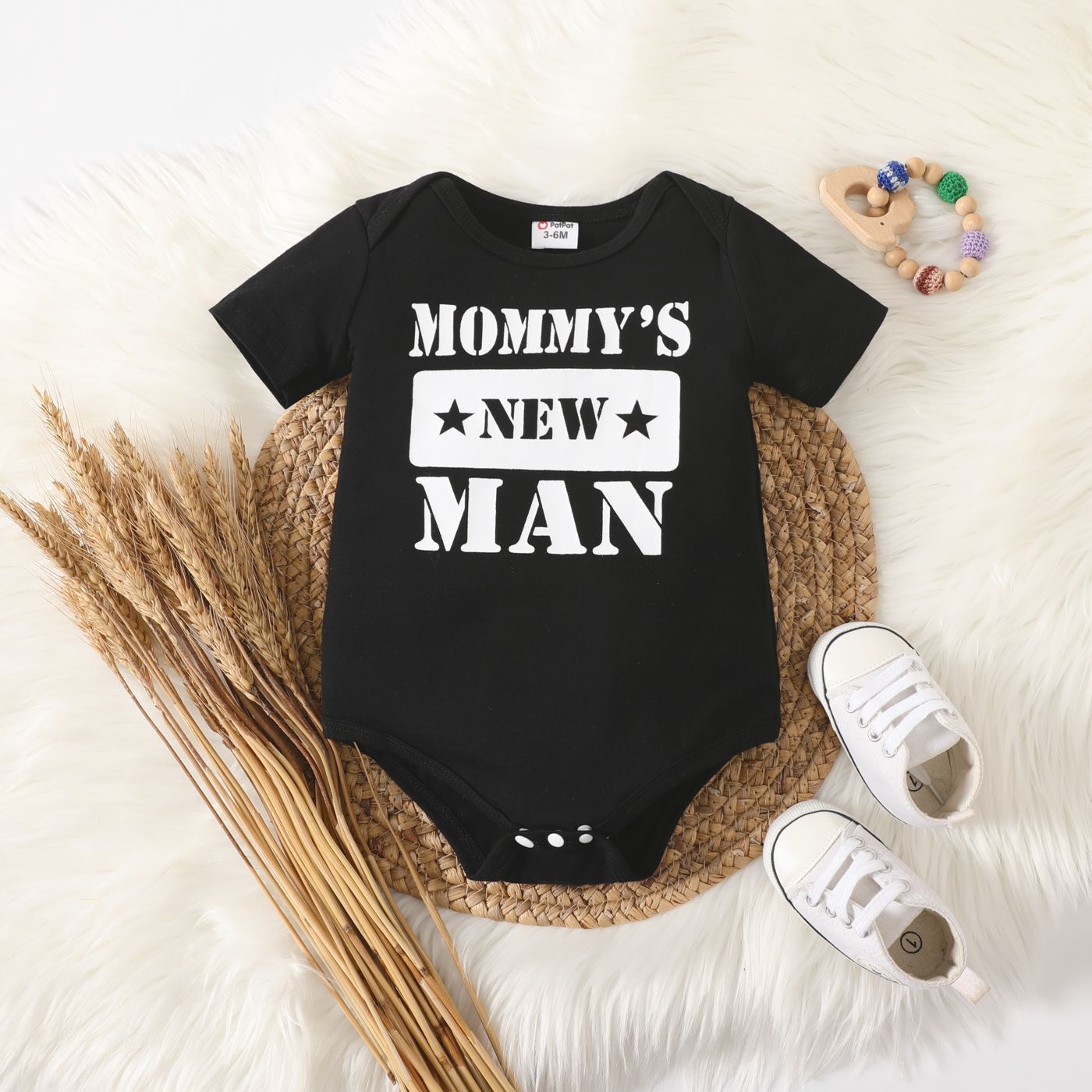 

Baby Boy 95% Cotton Letter Print Short-sleeve Romper