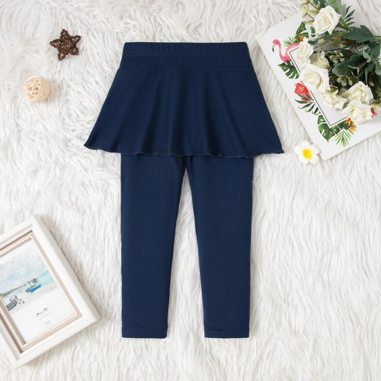 Kid Girl Ruffle Overlay 2 In 1 Leggings