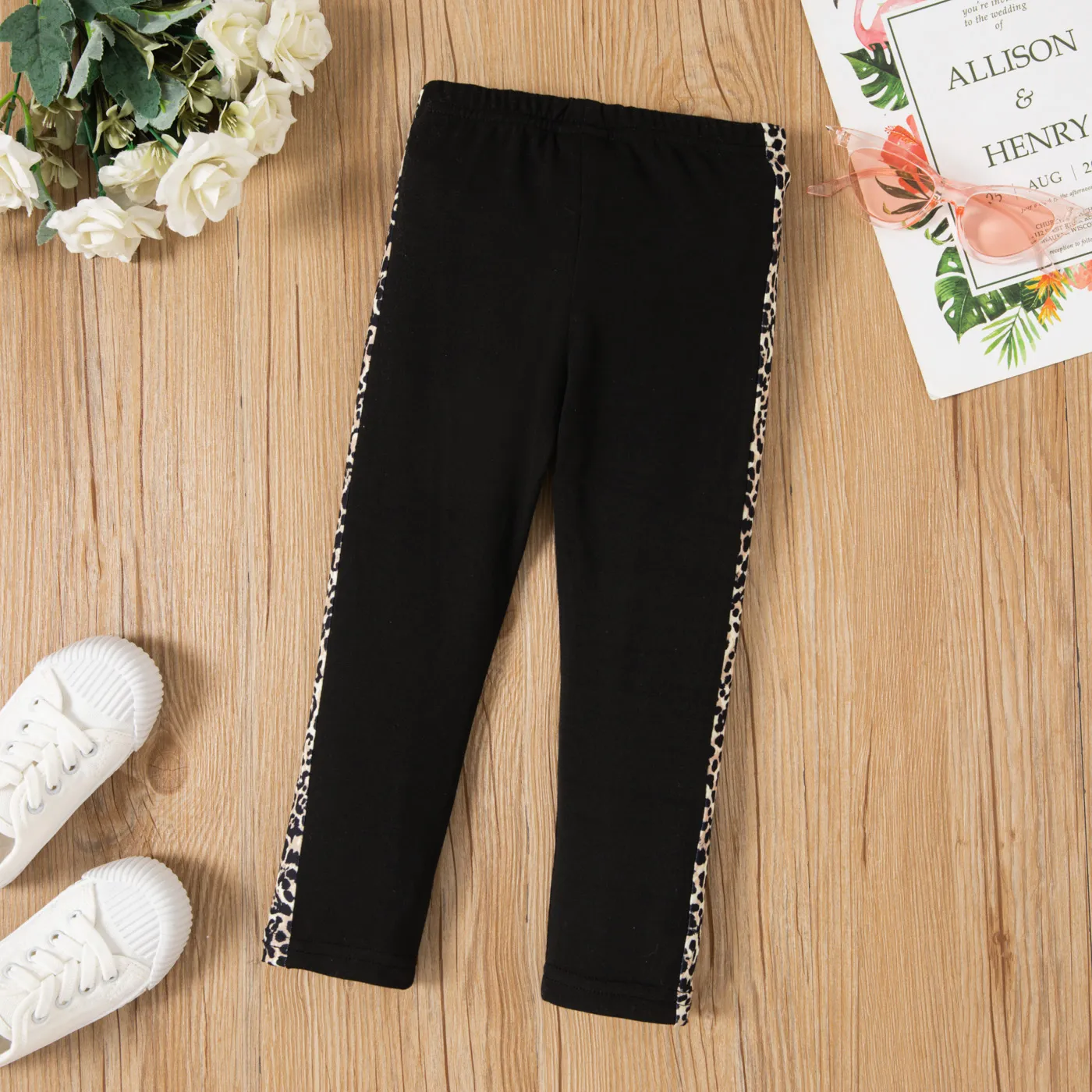 Toddler Girl Leopard Print Contrast Side Seam Leggings   image 2