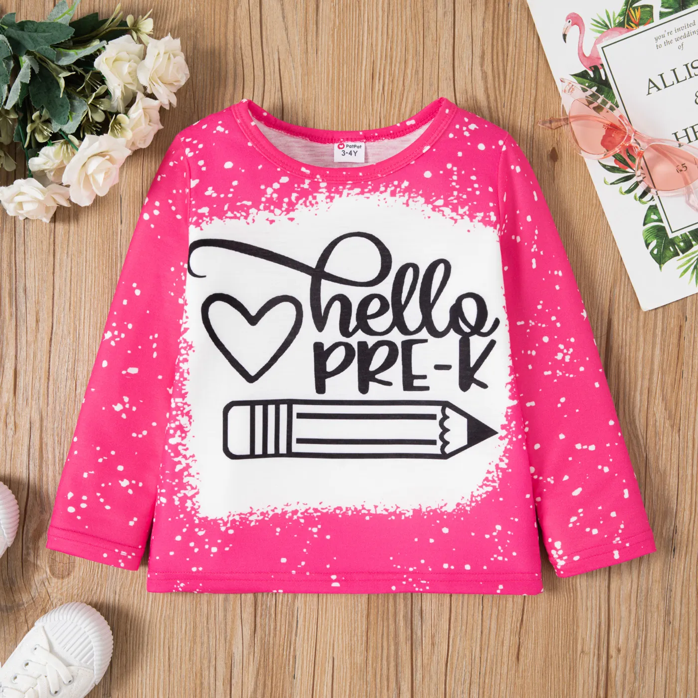 Toddler Girl Letters Pencil Print Long-sleeve Tee  big image 1