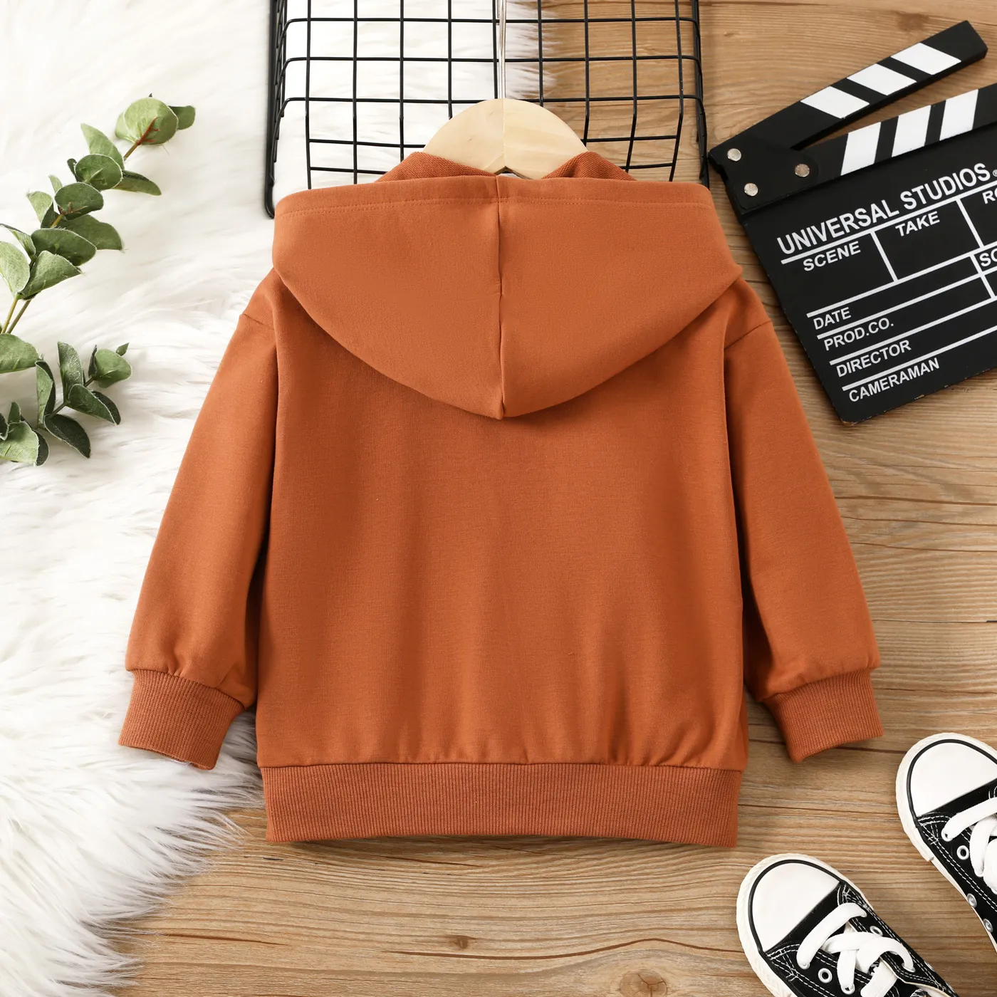 Criança Menino Com capuz Básico Sweatshirt amarelo marrom image 2