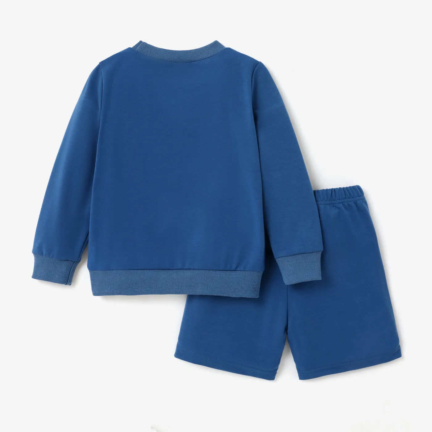 2pcs Toddler Boy Letter Embroidered Long-sleeve Pullover and Shorts Set   image 2