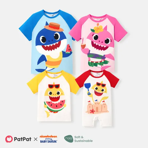 Baby Shark Family Matching Character Print Short-sleeve Tops