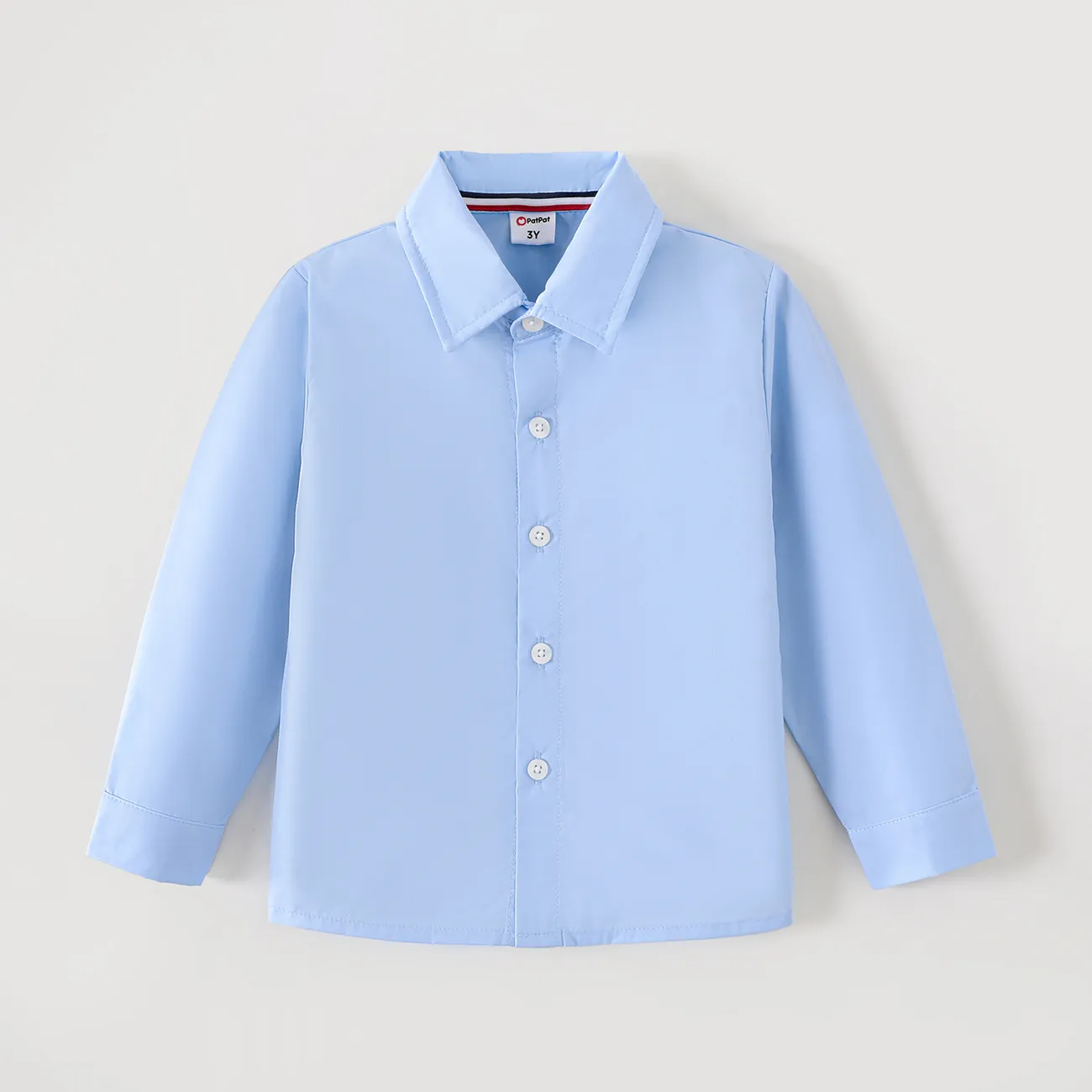 Toddler Boy/Girl School Uniform Long-sleeve Solid Shirt Blue big image 1