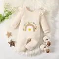 Baby Girl Rainbow Embroidered Ruffled Long-sleeve Jumpsuit   image 1