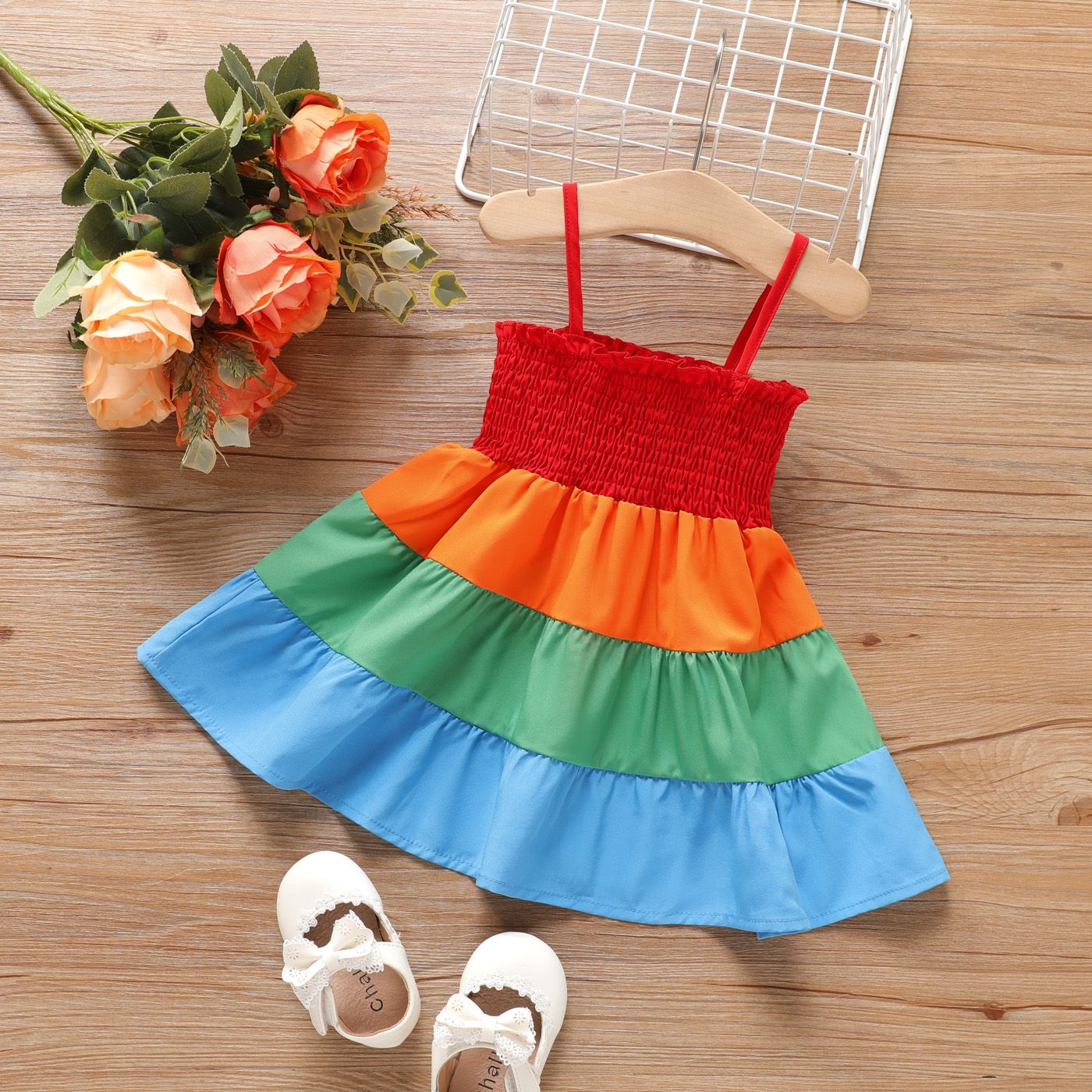 Baby Girl Color Block Smocked Slip Dress