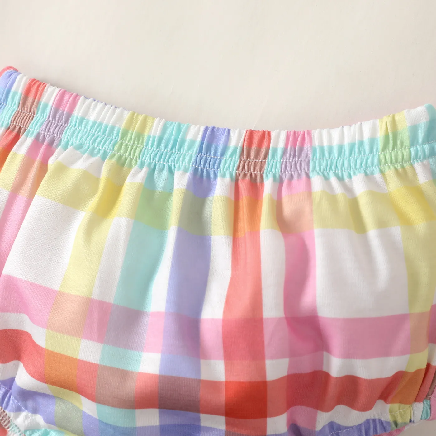 2pcs Baby Girl Colorful Stripe Smocked Cami Top and Shorts Set   image 5