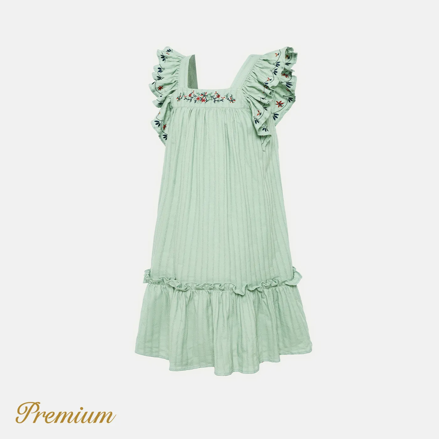 Kid Girl 100% Cotton Solid Textured Ruffled Tank Dress  image 2