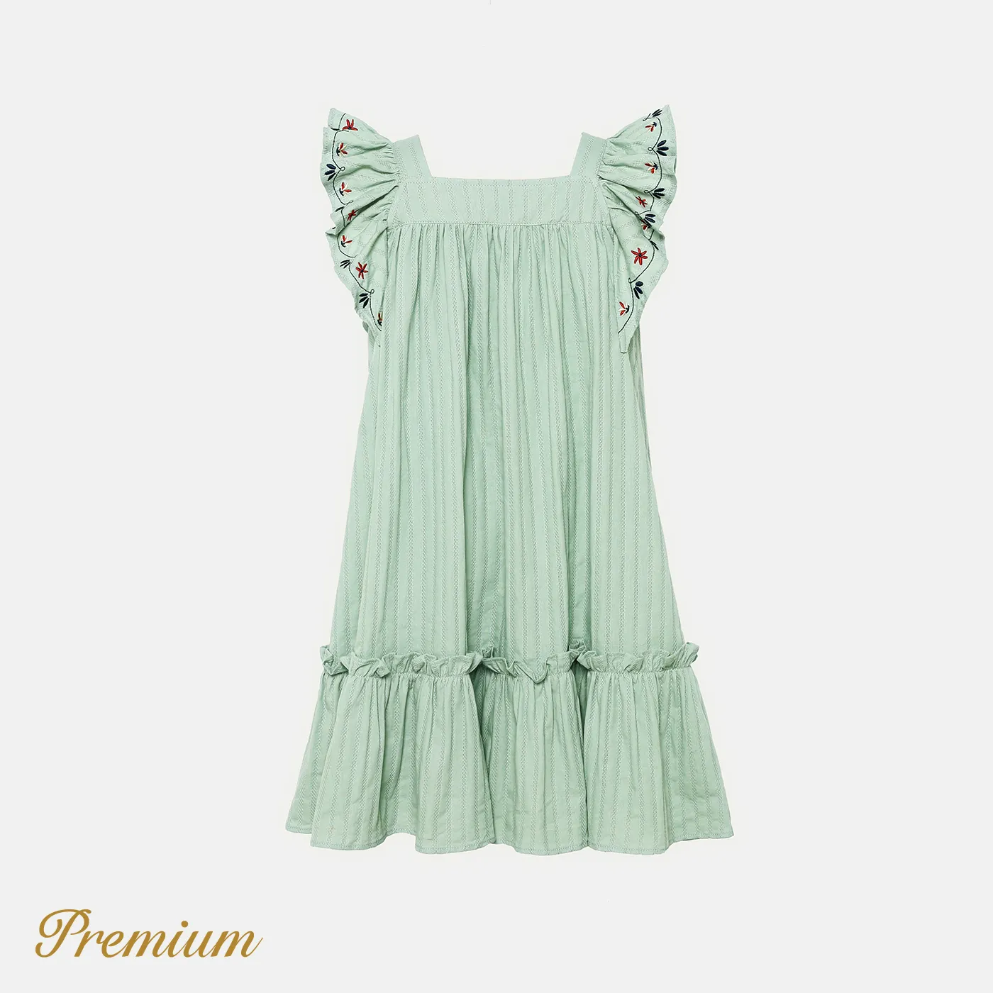 Kid Girl 100% Cotton Solid Textured Ruffled Tank Dress  image 3