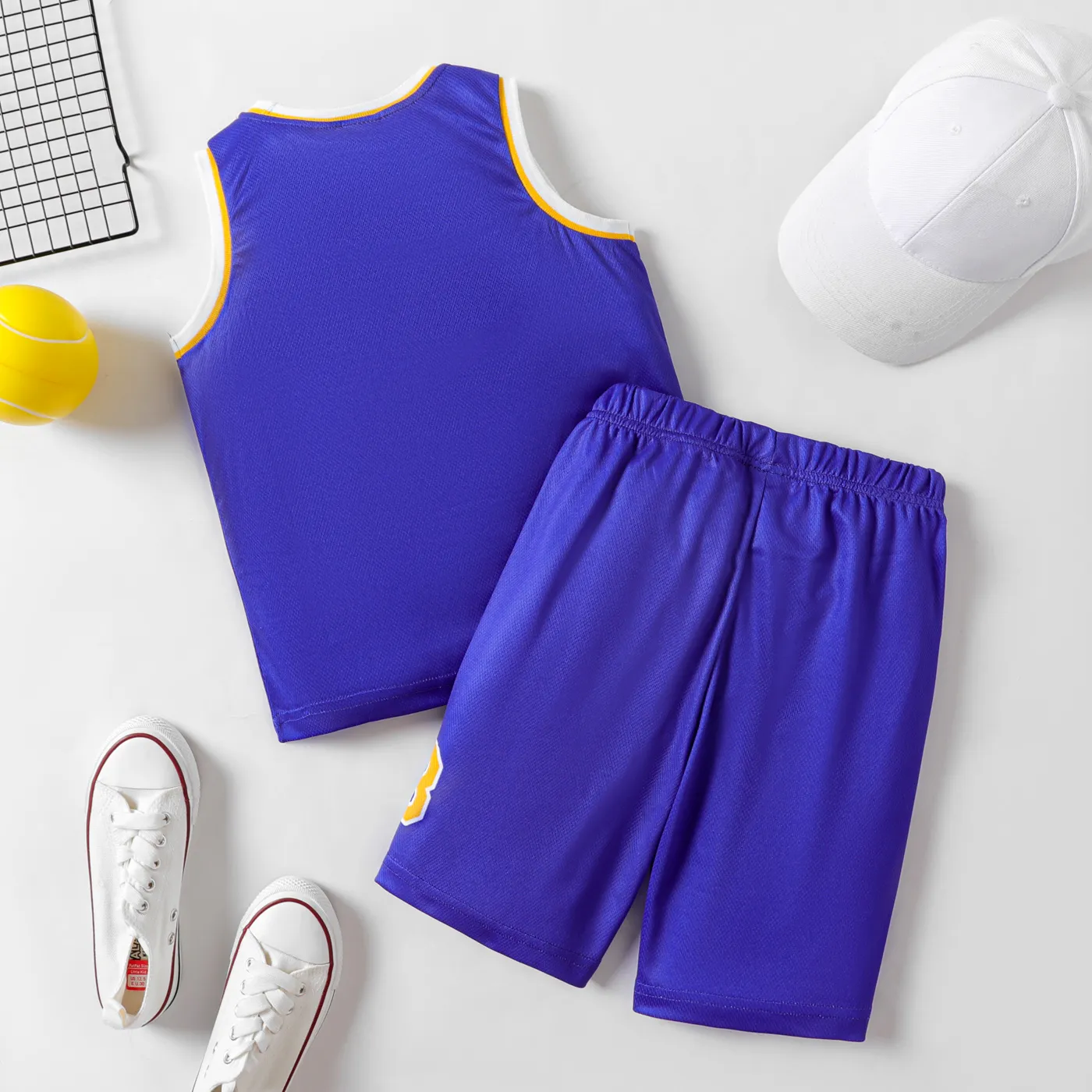 2pcs Kid Boy Letter Print Sports Tank Top and Shorts Set    image 2