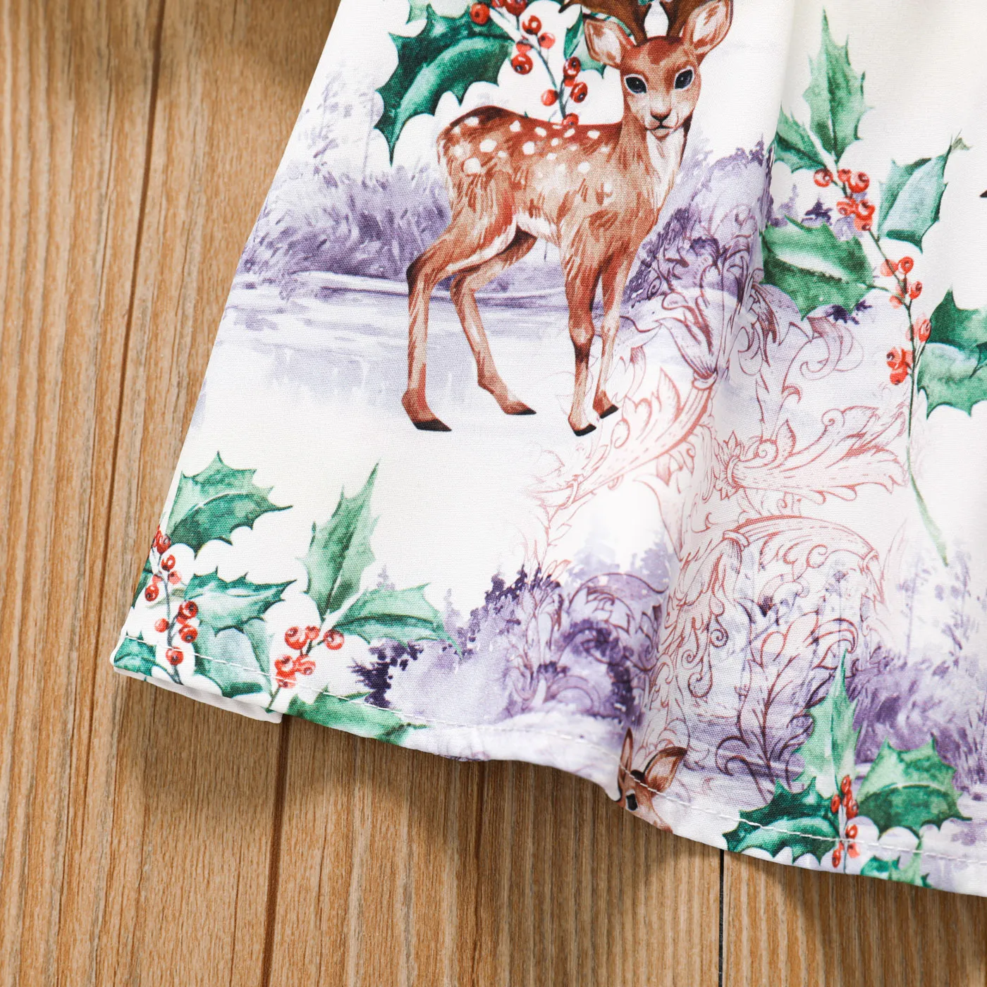 Toddler Girl Deer Ruffle Edge Dress Apricot image 5
