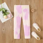 Toddler Girl Letters Print / Tie-dye Leggings  Multi-color