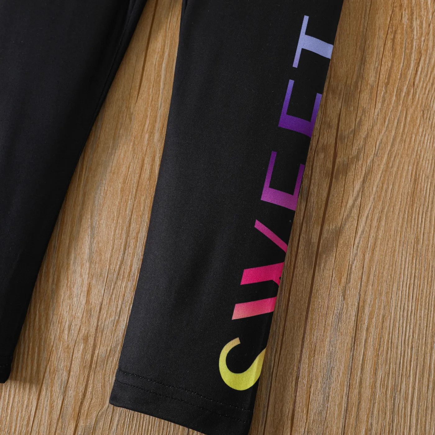 Toddler Girl Letters Print / Tie-dye Leggings  Black image 4