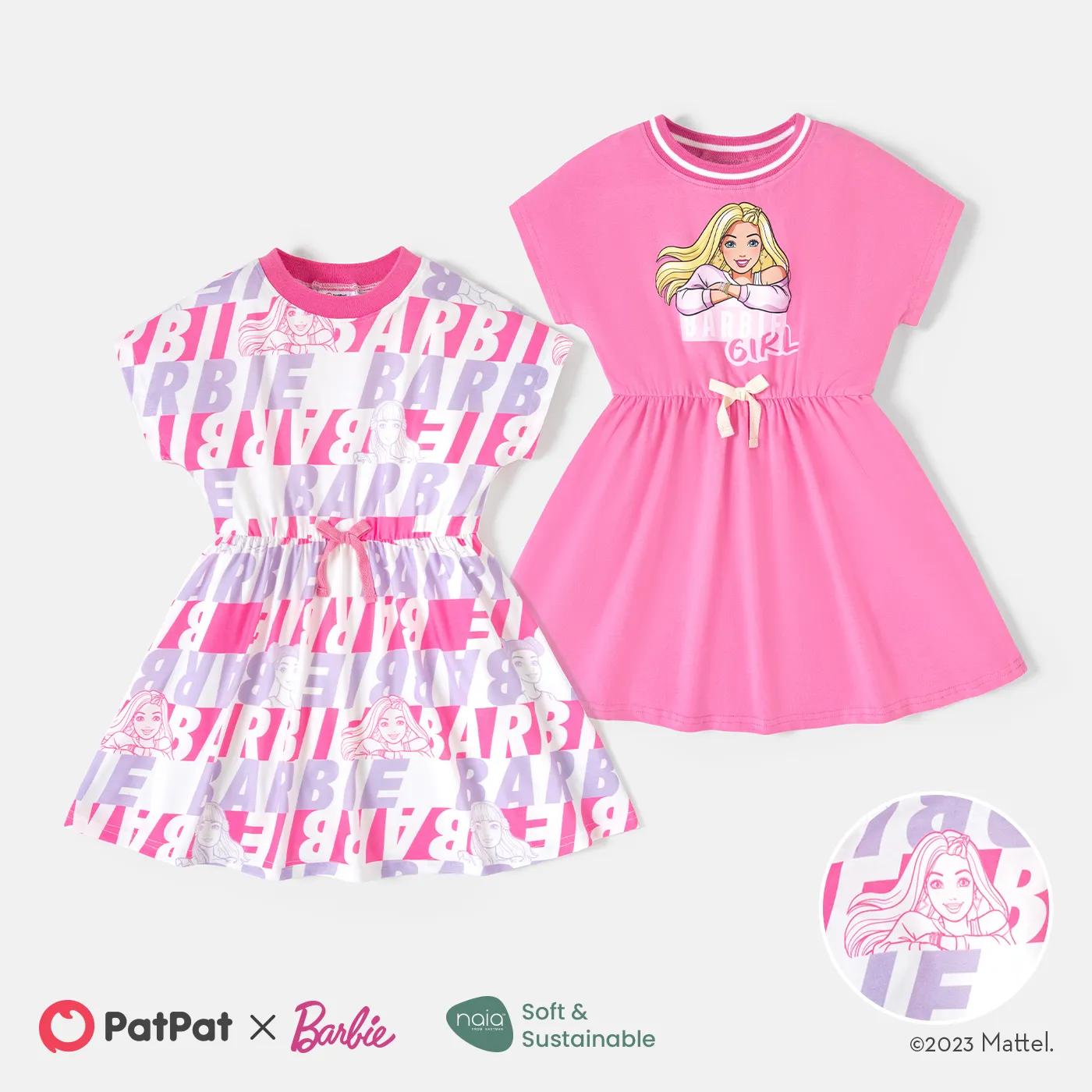 Barbie Toddler/Kid Girl Character & Letter Print Naia™ Short-sleeve Dress