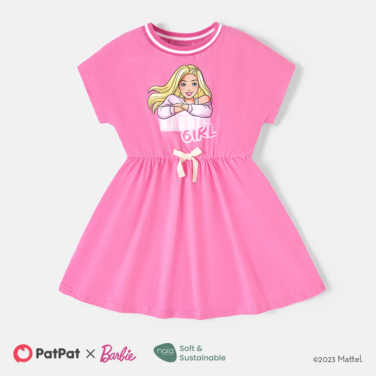 Barbie Toddler/Kid Girl Character & Letter Print Naia™ Short-sleeve Dress  big image 1