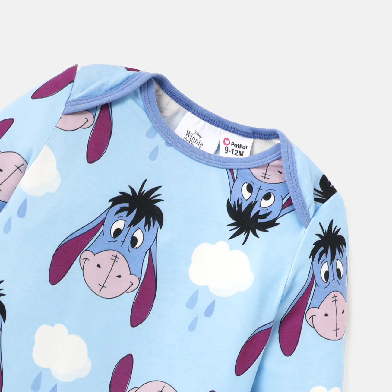 Disney Winnie the Pooh Baby Girl/Boy Naia™ Character Print Long-sleeve Jumpsuit  Blue big image 1