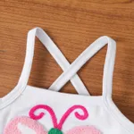 2pcs Toddler Girl Butterfly Embroidery Peplum Camisole and Ripped Shorts Set Pink image 4
