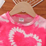 2pcs Toddler Girl Heart Print Tie Dye Long-sleeve Top and Skirt Set   image 3