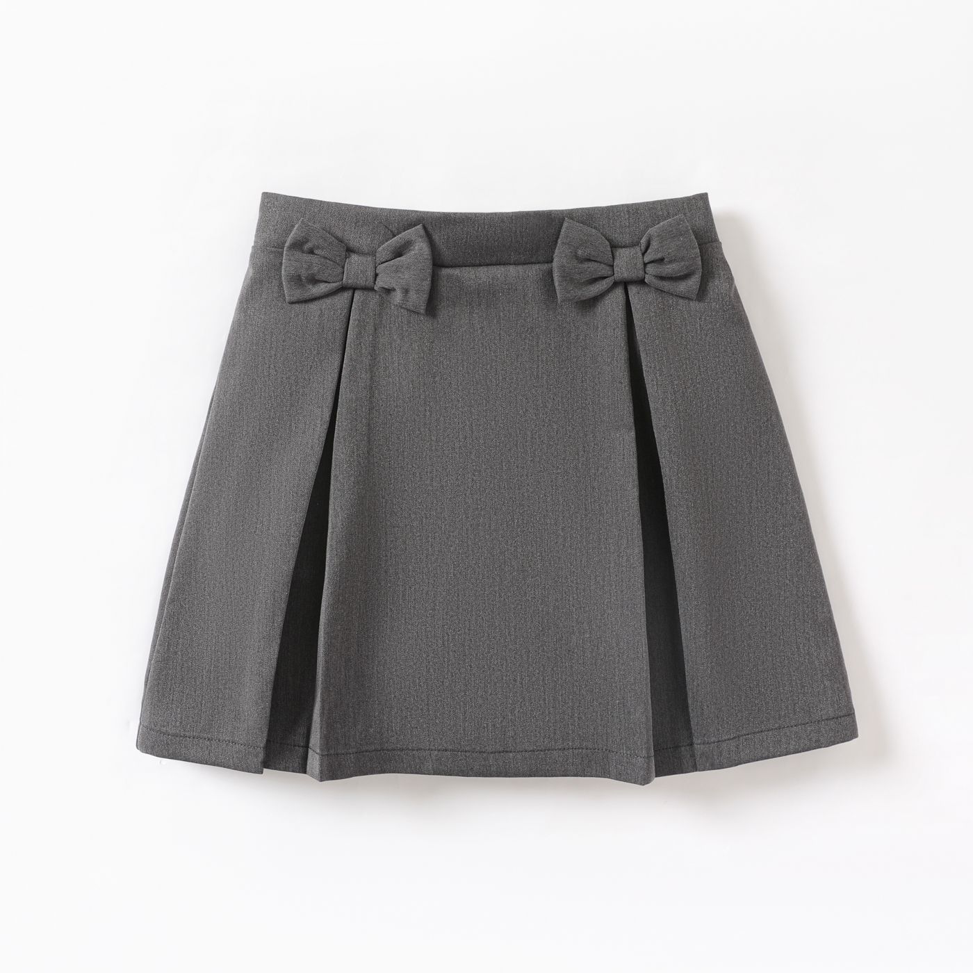 Kid Girl Bow Decor Solid Pleated Skirt
