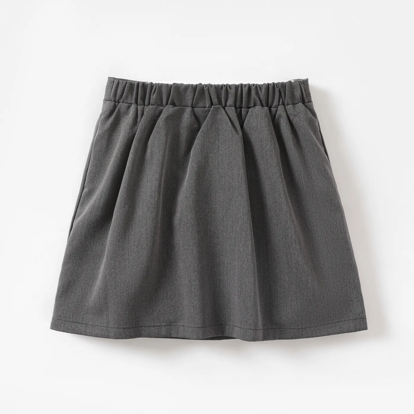 Kid Girl Bow Decor Solid Pleated Skirt  Dark Grey image 5