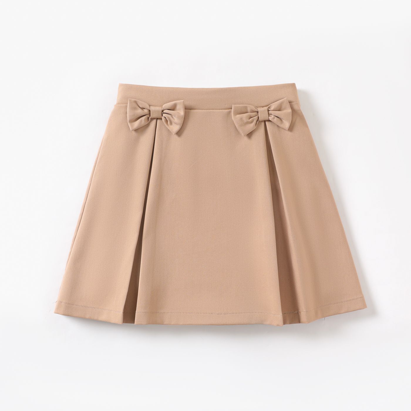 Kid Girl Bow Decor Solid Pleated Skirt