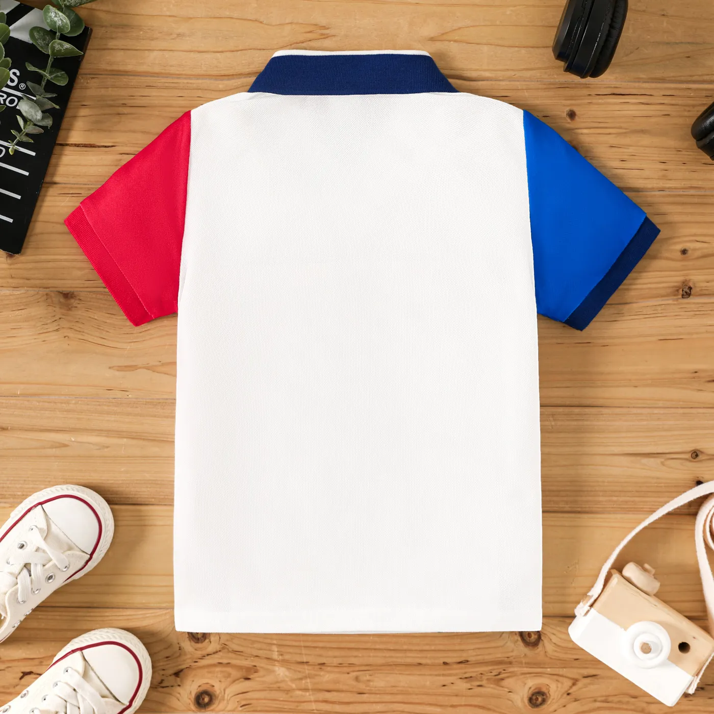 Toddler Boy Compass Graphic Colorblock Polo Neck Tee   OffWhite image 5