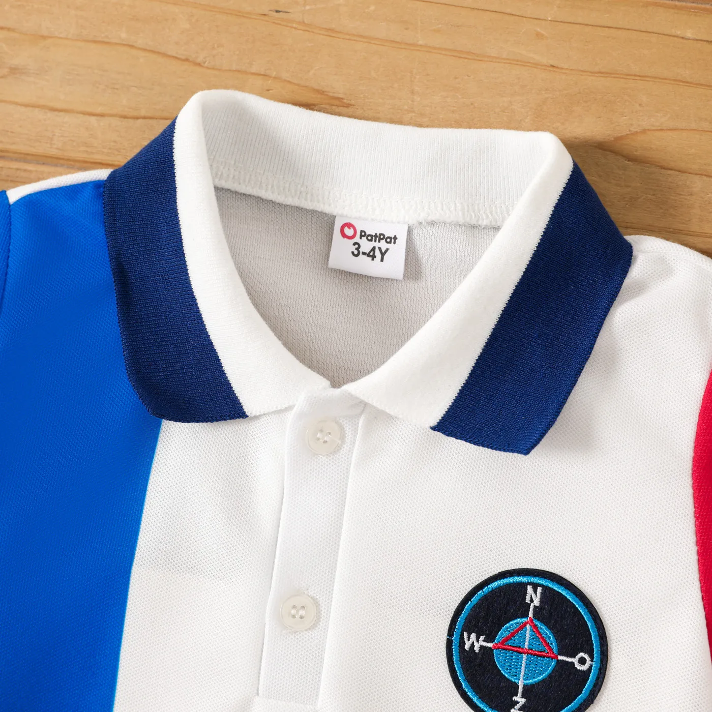 Toddler Boy Compass Graphic Colorblock Polo Neck Tee   OffWhite image 2