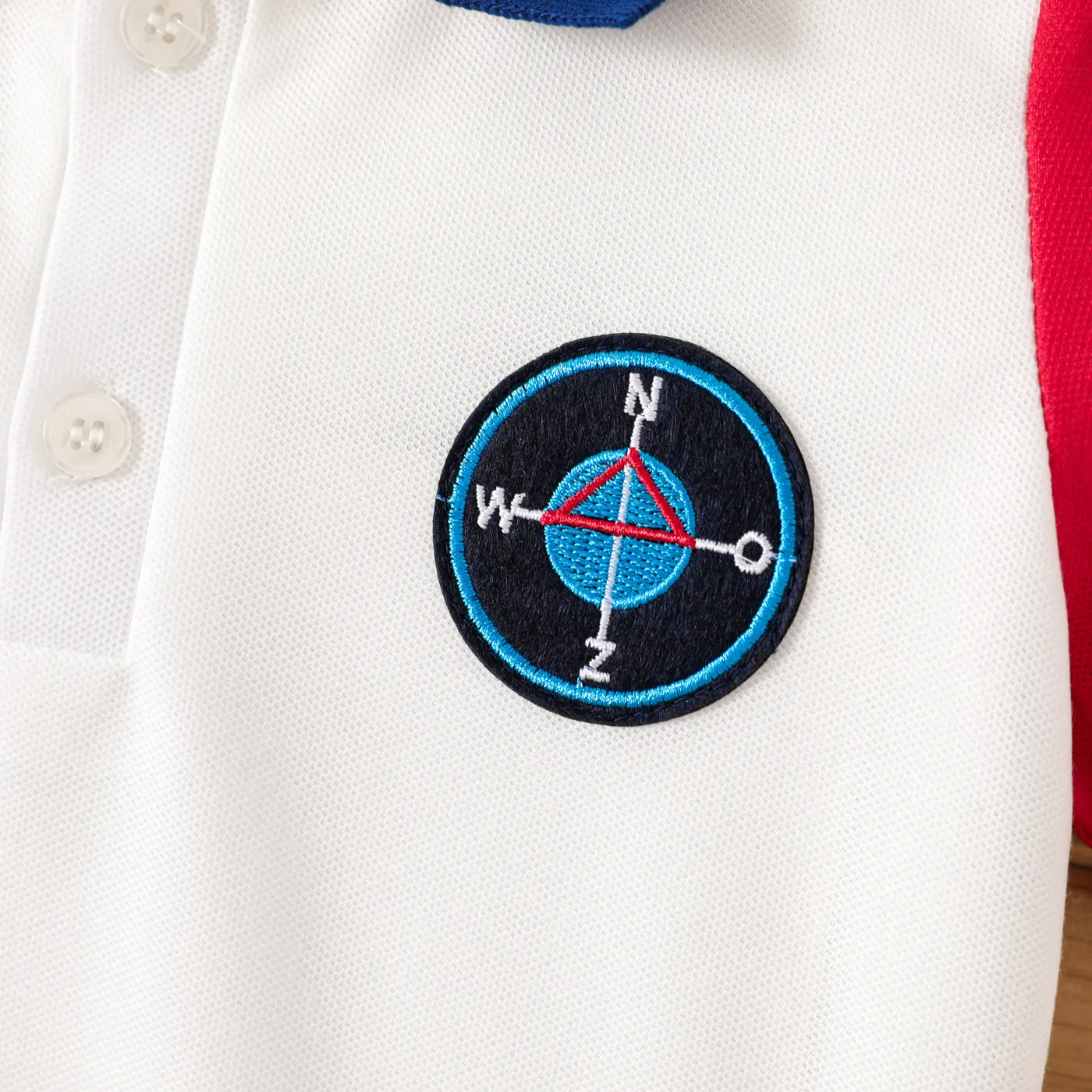 Toddler Boy Compass Graphic Colorblock Polo Neck Tee   OffWhite image 3
