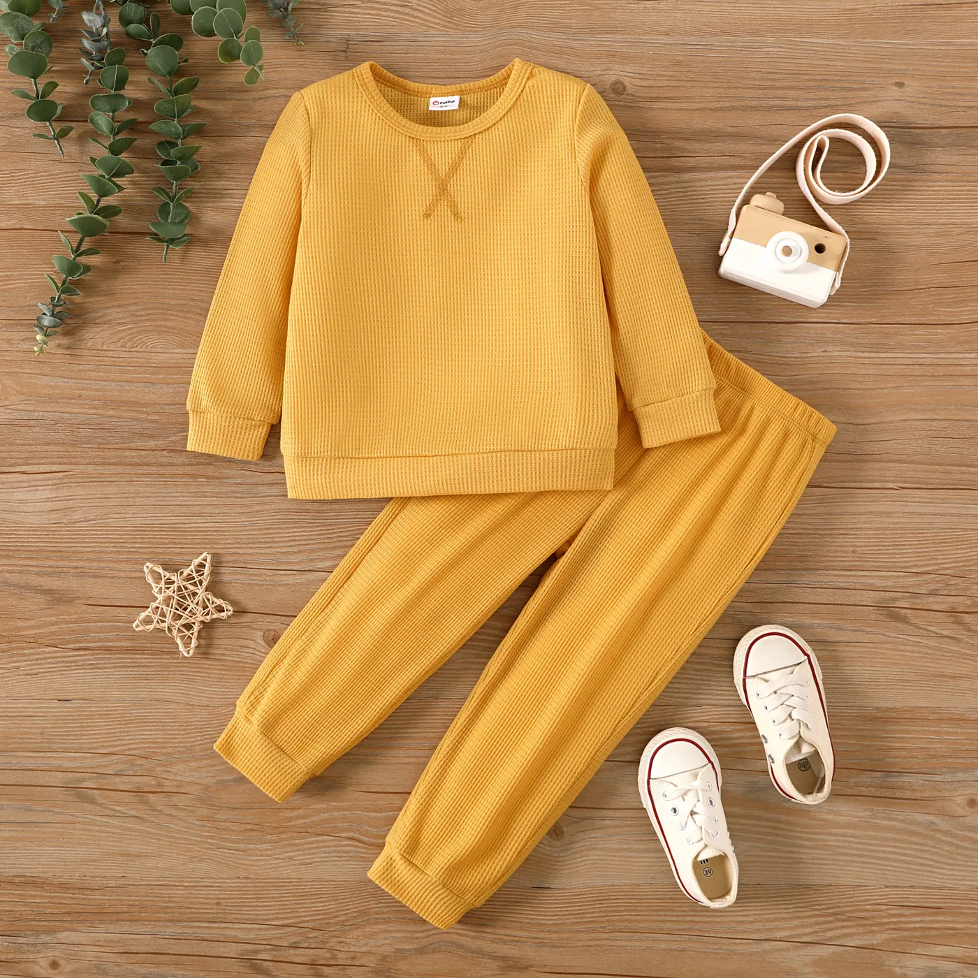 2pcs Toddler Boy/Girl  Basic Design Solid Set Ginger