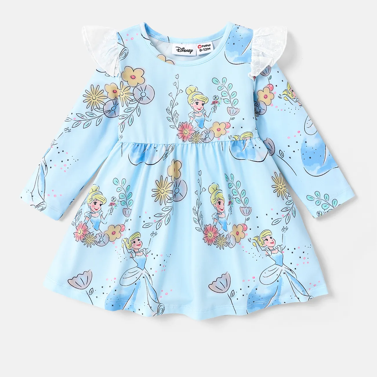 Disney Princess 嬰兒 喇叭袖 童趣 長袖 連衣裙 藍色 big image 1