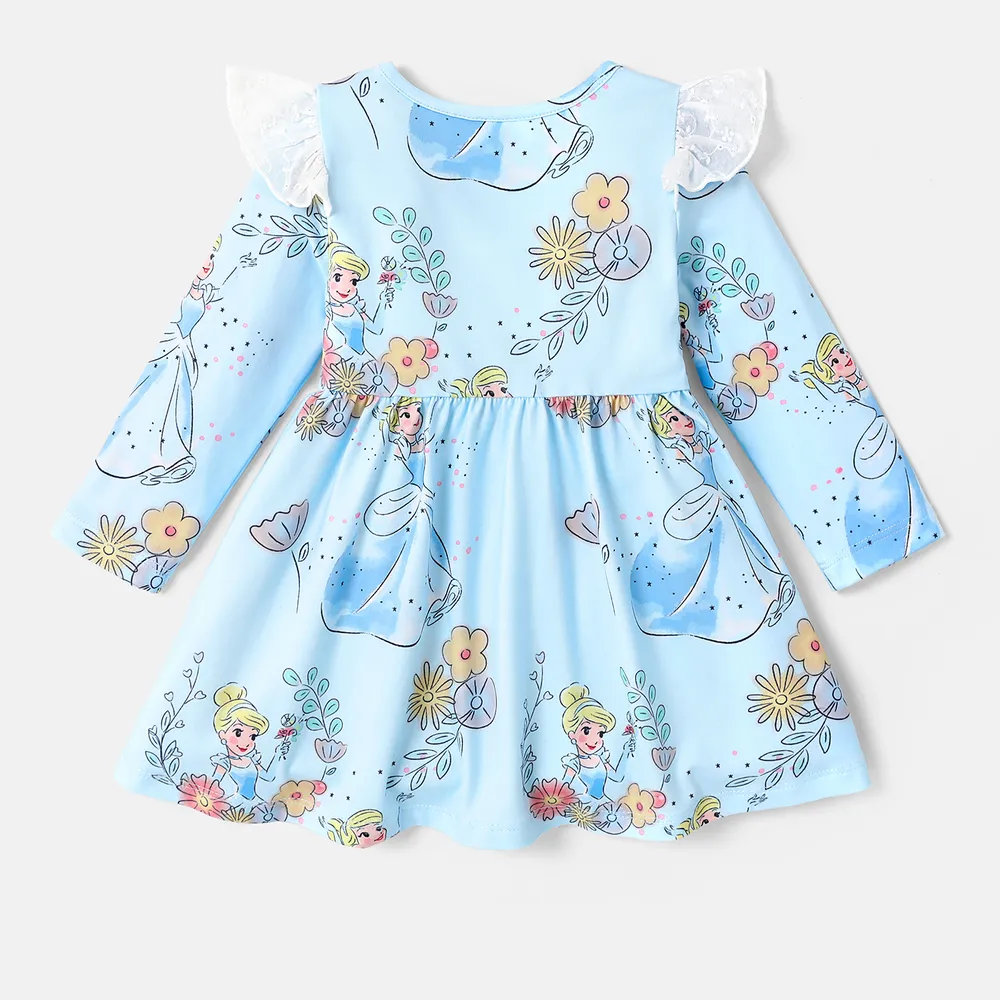 Disney Princess Baby Girl Floral & Character Print Ruffled Long-sleeve Dress big image 2