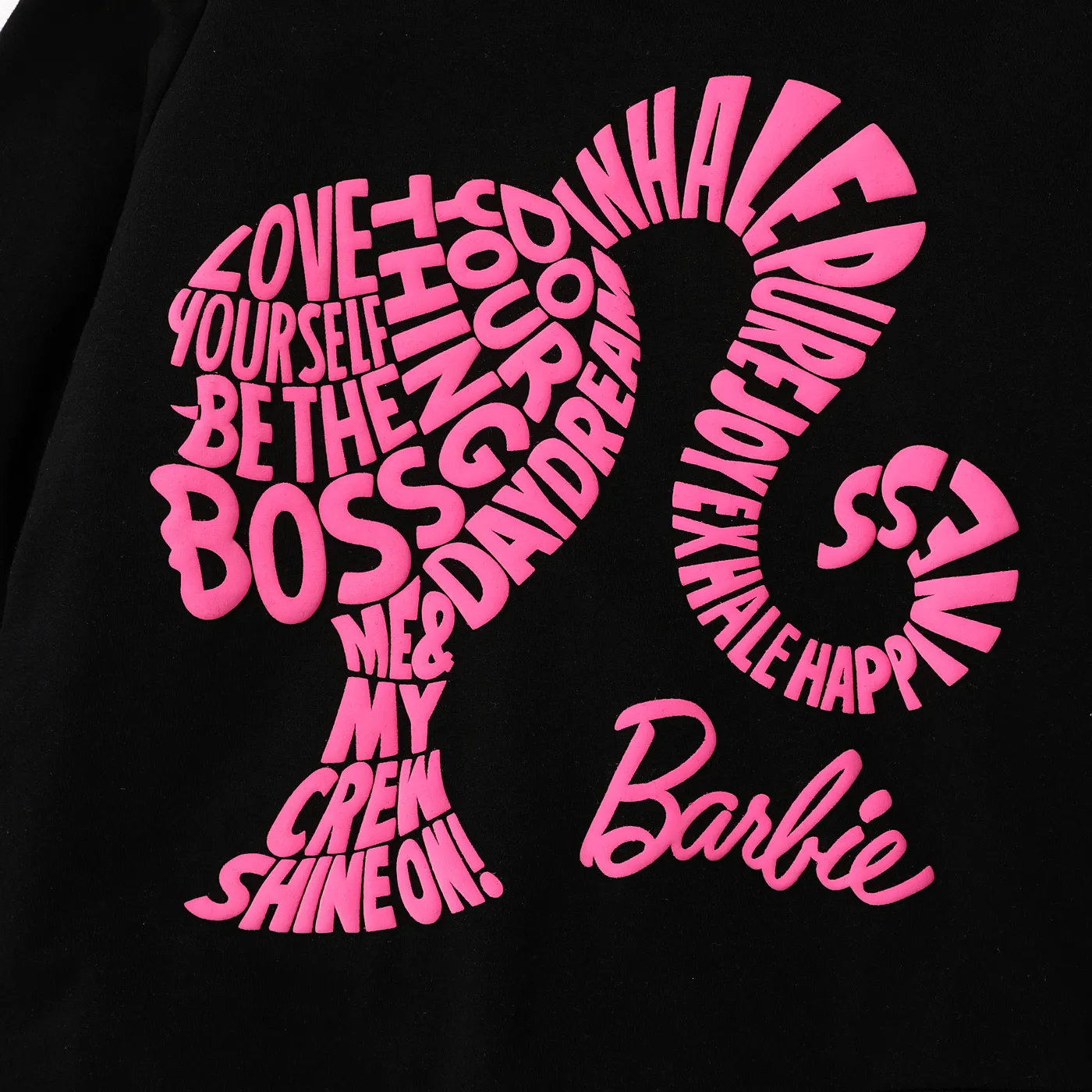 Barbie Kid Girl 2pcs Letter Figure Print Long-sleeve Hoodie and Stars Print Leggings Set  image 2