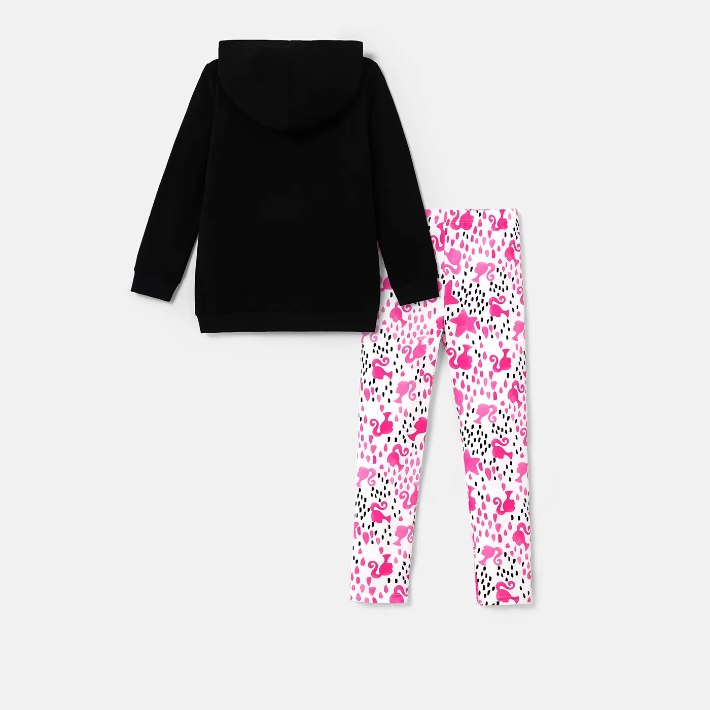 Barbie Kid Girl 2pcs Letter Figure Print Long-sleeve Hoodie and Stars Print Leggings Set  image 5
