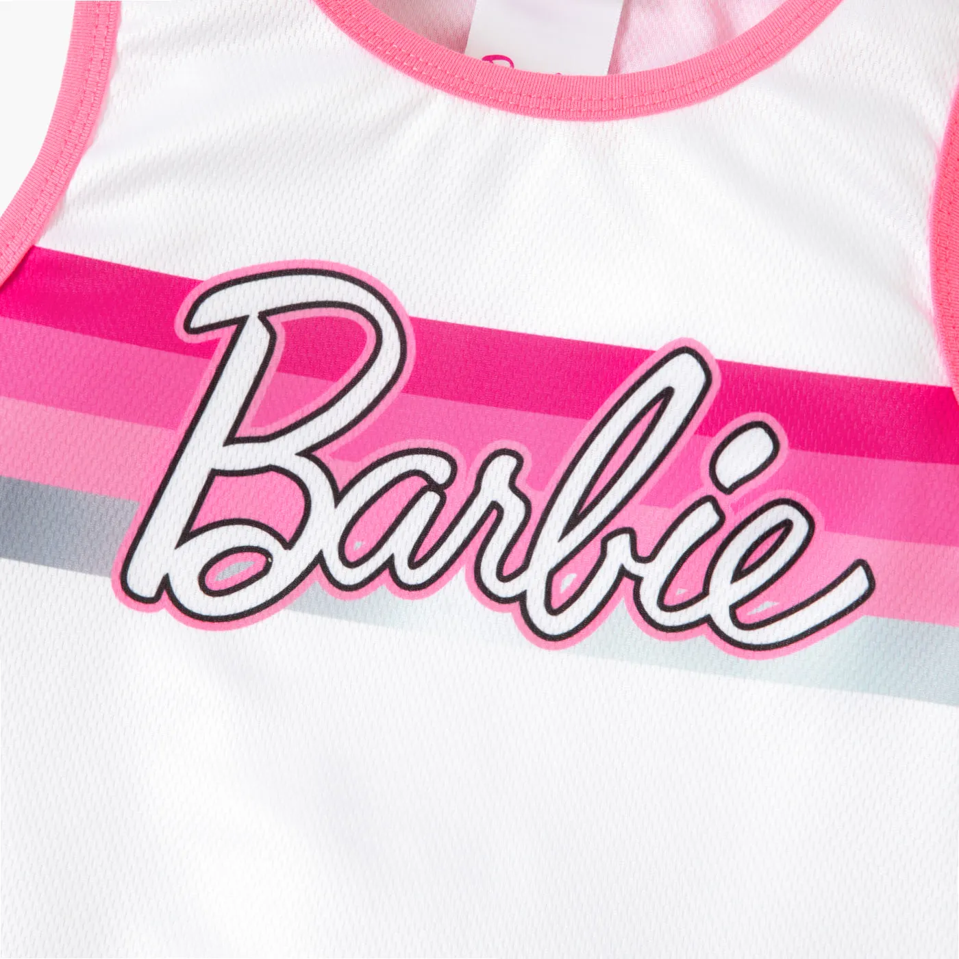 Barbie قطعتان حريمي حافة غير مثماثلة حلو أطقم بينكي وايت image 3