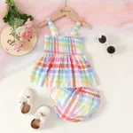 2pcs Baby Girl Colorful Stripe Smocked Cami Top and Shorts Set   image 2