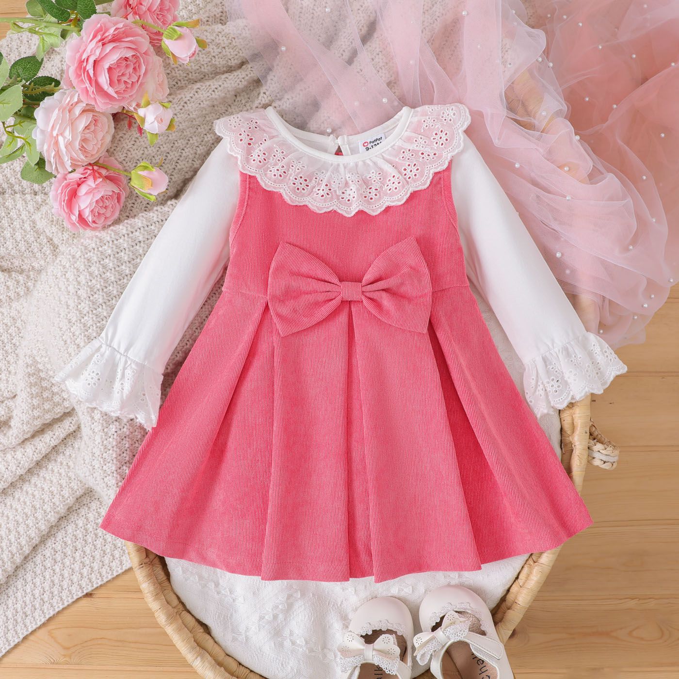 

2pcs Baby Girl Sweet Lace Long Sleeve Dress Set