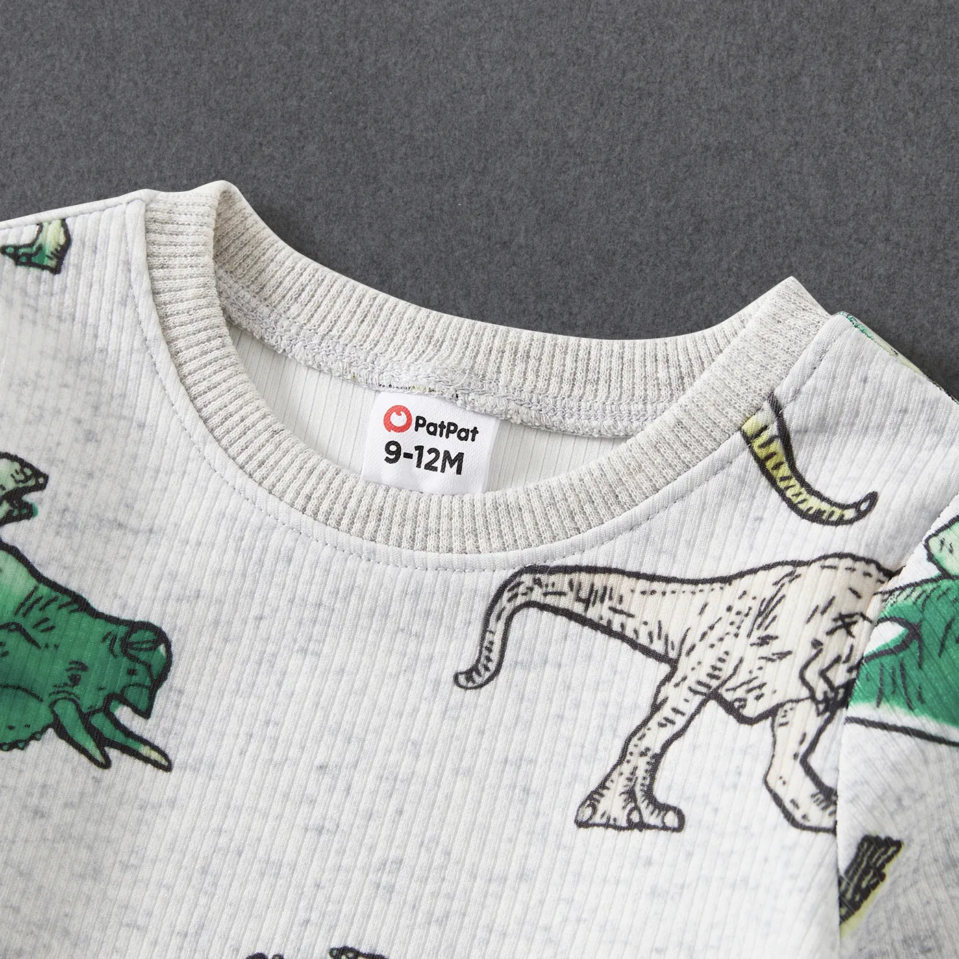 Family Matching Long Sleeved Dinosaur-Print Cotton Tops
  image 3