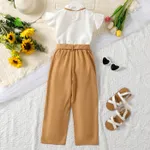 2pcs Kid Girl Bow Decor Flutter-sleeve Top and Belted Pants Set   image 5