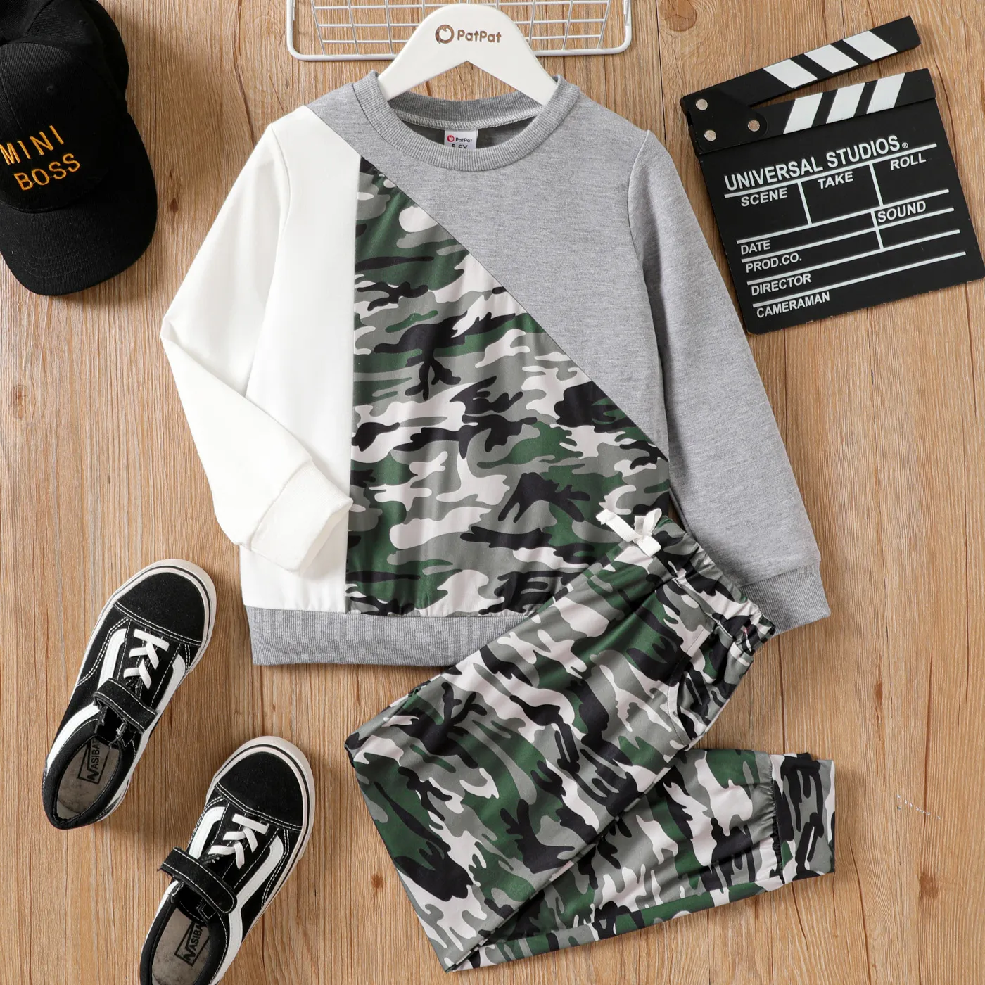 2pcs Kid Boy Camouflage Long-sleeve Sweatshirt and Pants Set  image 1