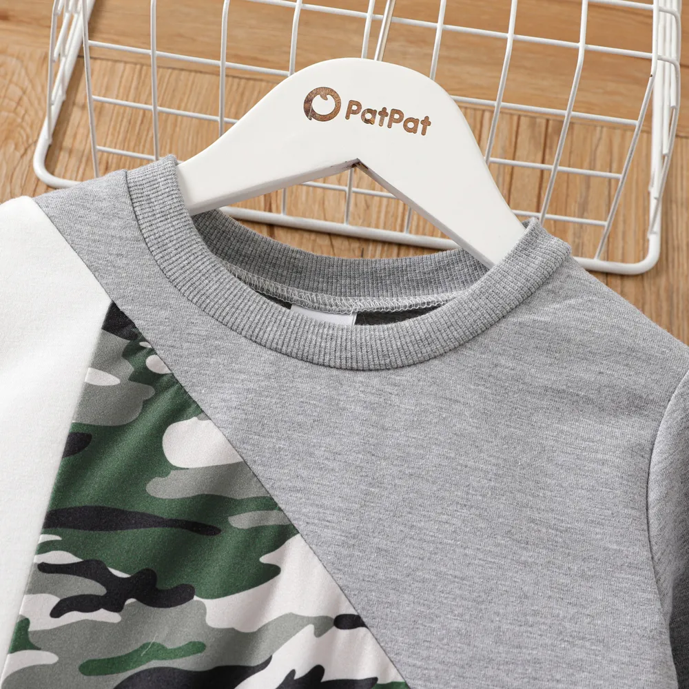 2pcs Kid Boy Camouflage Long-sleeve Sweatshirt and Pants Set big image 3