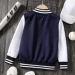 Kid Boy/Girl Letters Embroidery Buttons Front Long-sleeve Varsity Jacket  image 3