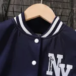 Kid Boy/Girl Letters Embroidery Buttons Front Long-sleeve Varsity Jacket  image 6
